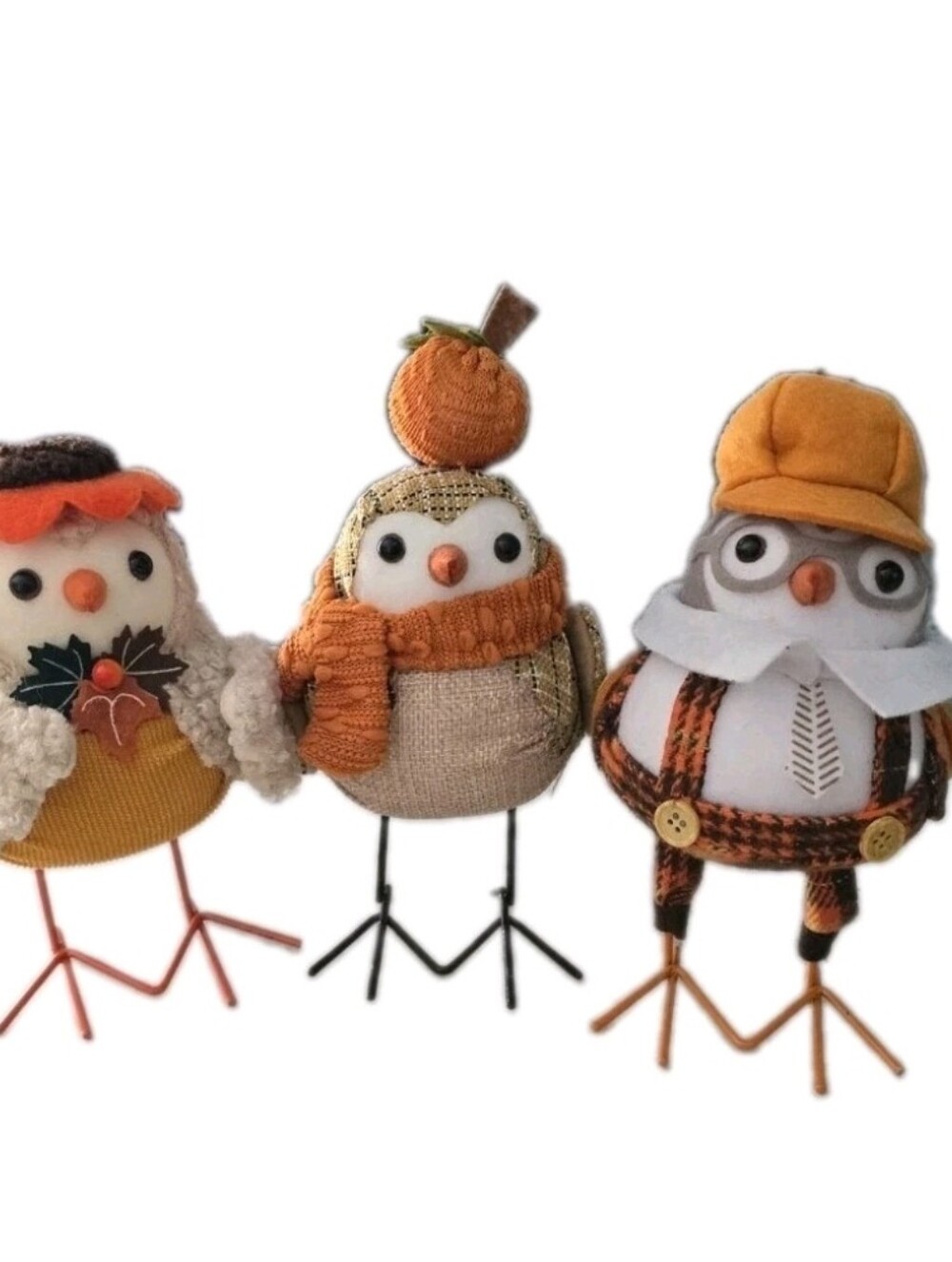 3 Walmart Way to Celebrate Harvest Fabric Bird Tabletop Fall Decoration 7-8"